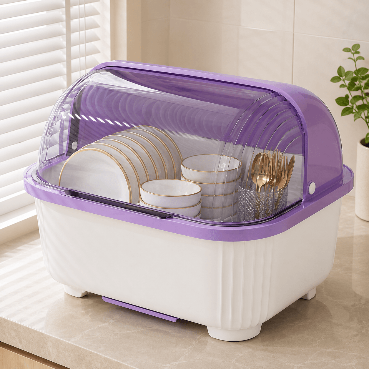 Large Covered Dish Rack & Kitchen Storage Organizer – 3 Colors | NG Lifestyle BD